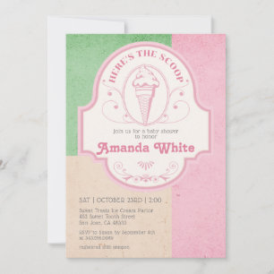  ijsschep Retro 1950s Baby shower Kaart