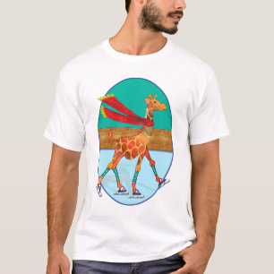 IJsschilderende Giraffe in de ovaalroze T-shirt