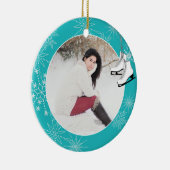 IJsschilfers en sneeuwvlokken met Photo Ceramic Or Keramisch Ornament (Rechts)