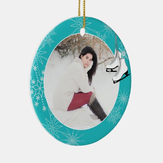 IJsschilfers en sneeuwvlokken met Photo Ceramic Or Keramisch Ornament (Rechts)