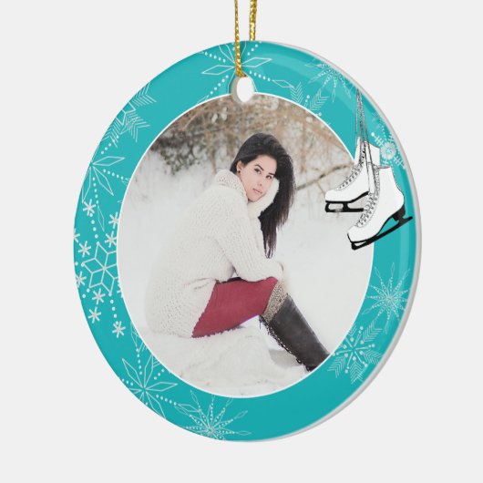 IJsschilfers en sneeuwvlokken met Photo Ceramic Or Keramisch Ornament (Links)