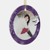 IJsschilfers en sneeuwvlokken met Photo Ceramic Or Keramisch Ornament (Rechts)