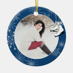 IJsschilfers en sneeuwvlokken met Photo Ceramic Or Keramisch Ornament