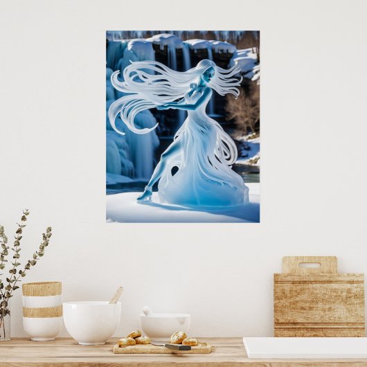 IJssculptuur - Schaatser Poster (Keuken)