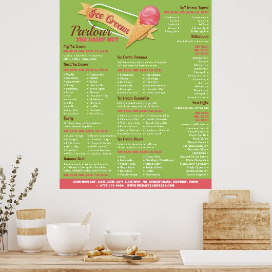 IJsslogo, IJssalonmenu Poster (Keuken)