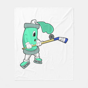 IJsspray op ijshockey met ijshockeystick Fleece Deken