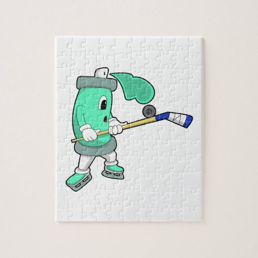 IJsspray op ijshockey met ijshockeystick Legpuzzel (Verticaal)
