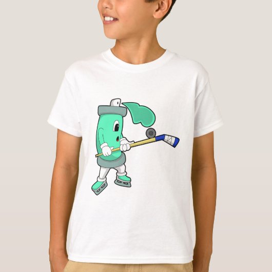 IJsspray op ijshockey met ijshockeystick T-shirt (Voorkant)