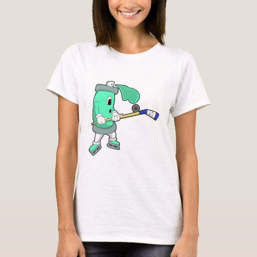 IJsspray op ijshockey met ijshockeystick T-shirt (Voorkant)