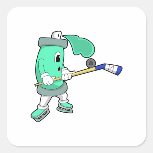 IJsspray op ijshockey met ijshockeystick Vierkante Sticker (Voorkant)