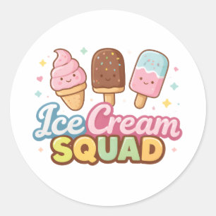 IJssquad Mooie Cartoon Ijslolly Ronde Sticker