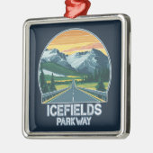 Ijsvelden Parkway Alberta Canada Uitzicht Metalen Ornament (Links)