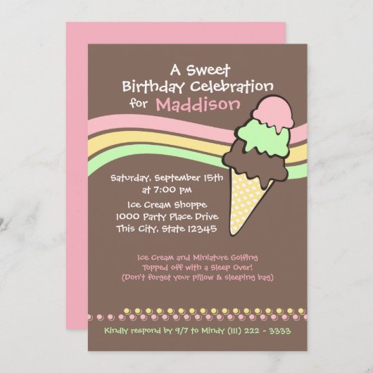 IJsverjaardag en slaap voorbij Kaart (Voorkant / Achterkant)