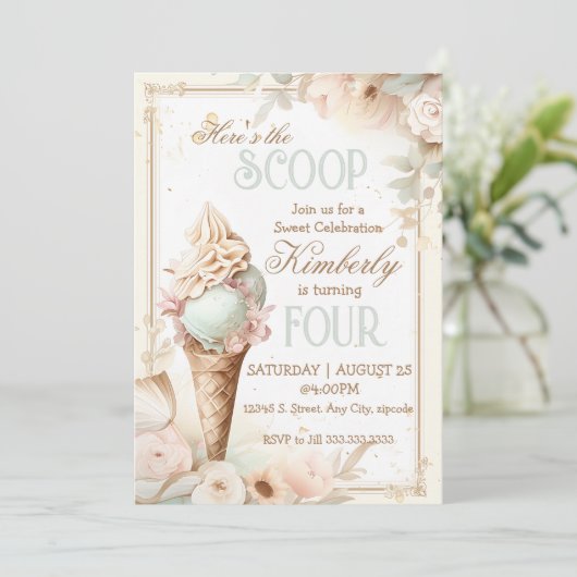 Ijsverjaardag. ijsje sociaal kaart (Staand voorkant)