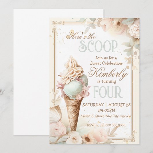 Ijsverjaardag. ijsje sociaal kaart (Voorkant / Achterkant)