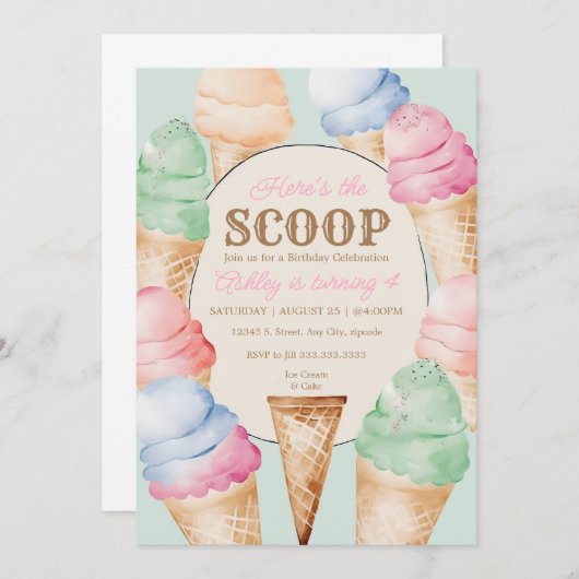 Ijsverjaardag  ijskegels kaart (Voorkant / Achterkant)