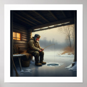 Ijsvissen in de winter poster