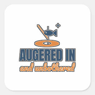 Ijsvissen met een Auger, onverstoorbaar Vierkante Sticker
