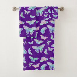 ijsvlinders op Paars Bad Handdoek