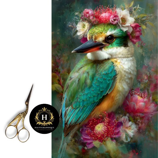 IJsvogel & Australische Protea Bloesems Decoupage Tissuepapier
