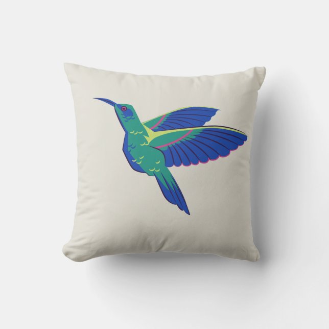 Ijsvogel Design Vierkante Kussen – Elegante Natuur (Voorkant)