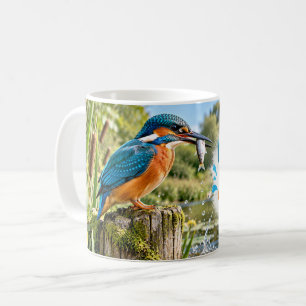 Ijsvogel die een plas maakt koffiemok