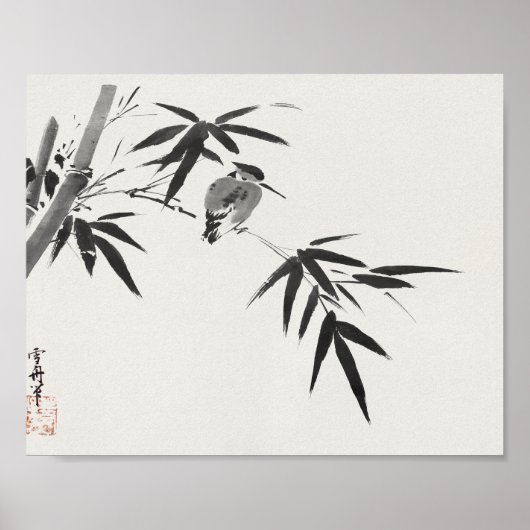 IJsvogel en Bamboe (19e eeuw) Poster (Voorkant)