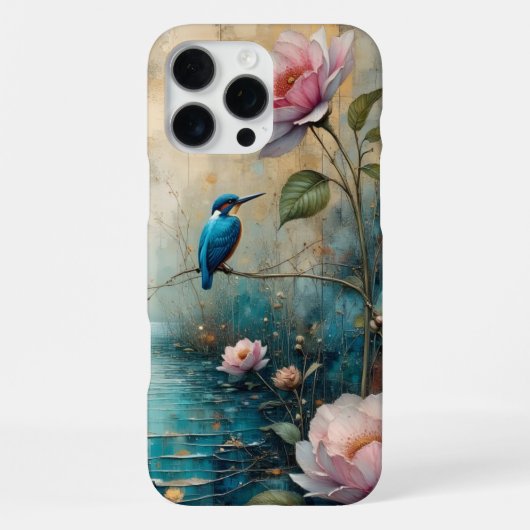 IJsvogel en rozen iPhone Hoesje (Achterkant)