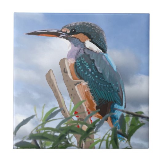 IJsvogel en Wilg Tegeltje (Voorkant)