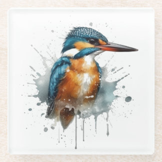 ijsvogel glazen onderzetter