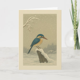 Ijsvogel in de Sneeuw - Japanse Kerstkaart Feestdagen Kaart