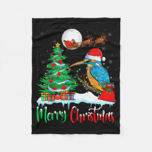 Ijsvogel kerstmuts Kerstboom Prettig kerstfeest Ki Fleece Deken