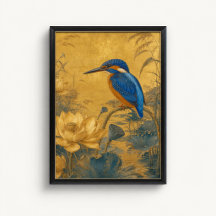 Ijsvogel Lotus Chinoiserie Poster
