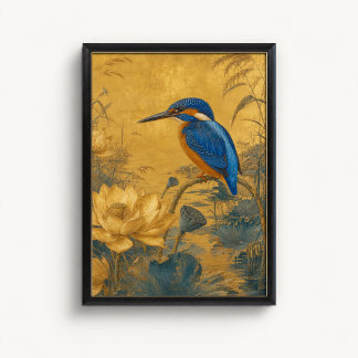 Ijsvogel Lotus Chinoiserie Poster