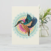 ijsvogel-mandala feestdagenkaart (Staand voorkant)