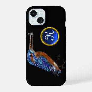 IJSVOGEL MONOGRAAM , Elektrisch Blauw, Zwart iPhone 15 Hoesje