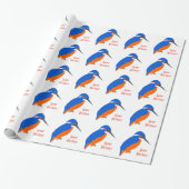 Ijsvogel ontwerp verjaardagscadeau cadeaupapier (Uitgerold)