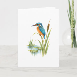 IJsvogel op een Riet bij een Vijver Kaart