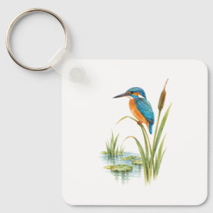 IJsvogel op een Rietstengel bij een Vijver Sleutelhanger