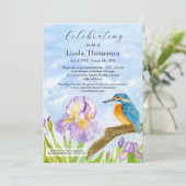 IJsvogel Paarse Irissen Viering van het Leven Kaart (Staand voorkant)