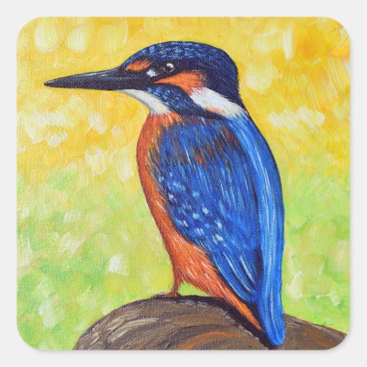 IJsvogel Schilderij Vierkante Sticker (Voorkant)