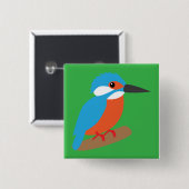 IJsvogel Vierkante Button 5,1 Cm (Voorkant /achterkant)