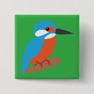 IJsvogel Vierkante Button 5,1 Cm