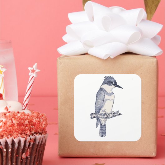 IJSVOGEL VIERKANTE STICKER (Feest)