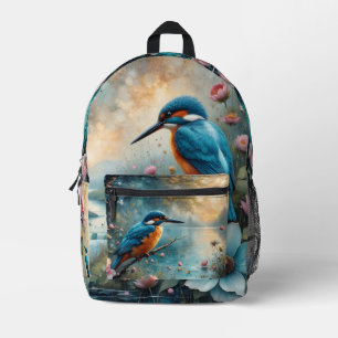 IJsvogel vogel boven water en Rozen Bedrukte Rugzak