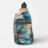 IJsvogel vogel boven water en Rozen Sling Bag (Voorkant)