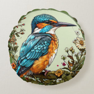 🦜 Ijsvogel Vogel Cadeau voor Huisdecoratie Rond Kussen