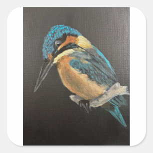 Ijsvogel Vogel Fijne Kunstmok  Vierkante Sticker