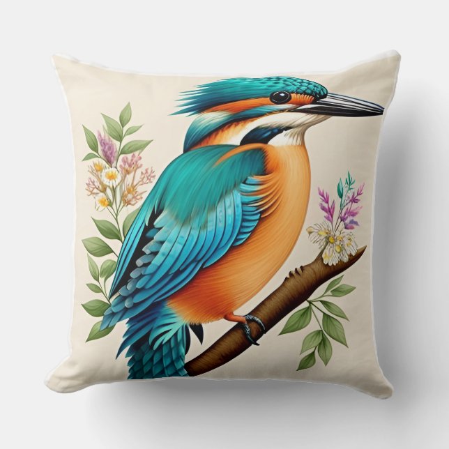 Ijsvogel Vogel Worp Kussen Natuur Decoratie (Voorkant)