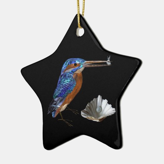 IJsvogel ,zeeschelpen blauwe saffier ster monogram Keramisch Ornament (Links)